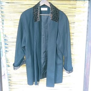 Forecaster 14 Black Leopard Wool Long Coat